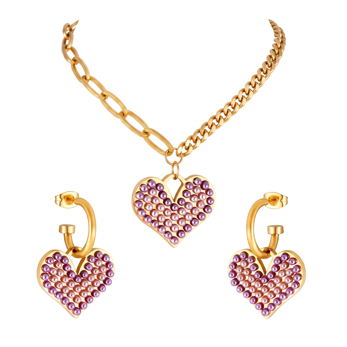 Chloe Heart Charm Set, styled flat lay