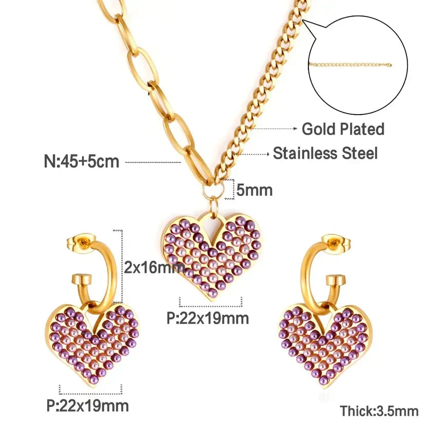 Chloe Heart Charm Set size diagram showing dimensions
