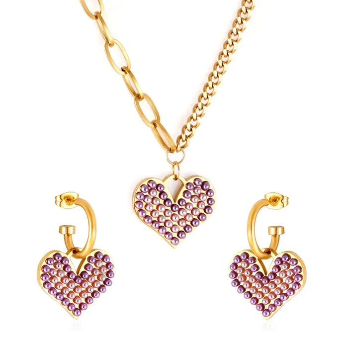 Chloe Heart Charm Set in 18K gold-plated finish, product shot on white background