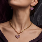 Chloe Heart Charm Set in 18K gold-plated finish worn on the ear