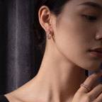 Lyra Lavender Crystal Hoop Clips in 18K gold-plated finish worn on the ear