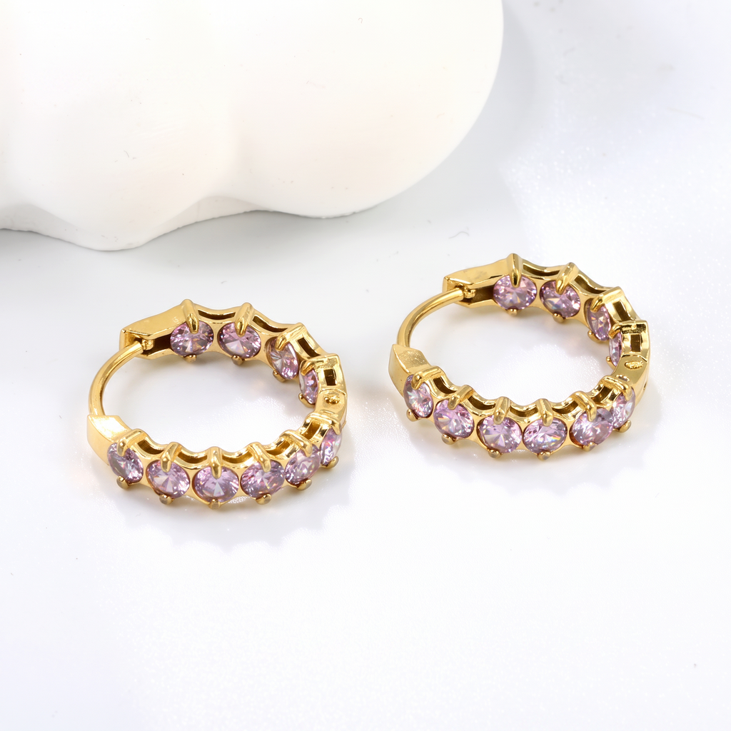 Lyra Lavender Crystal Hoop Clips, styled flat lay