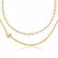 Emery Double-Layer Zircon Necklace in gold-tone finish, product shot on white background