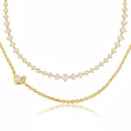 Emery Double-Layer Zircon Necklace in gold-tone finish, product shot on white background