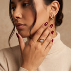 Zaria Sculptural Open Ring in gold-tone finish worn on the hand