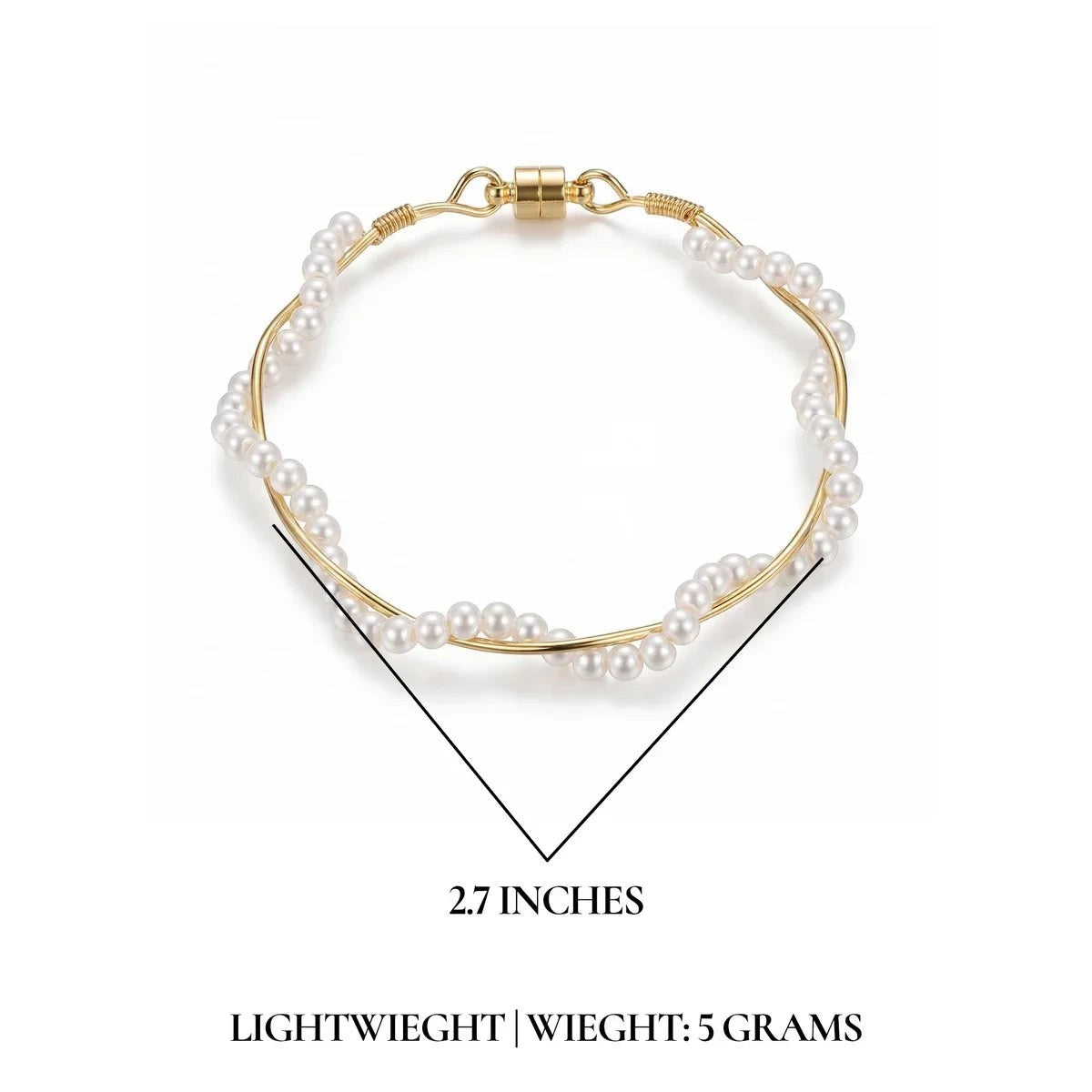 Madison Pearl Twist Bracelet size diagram showing dimensions