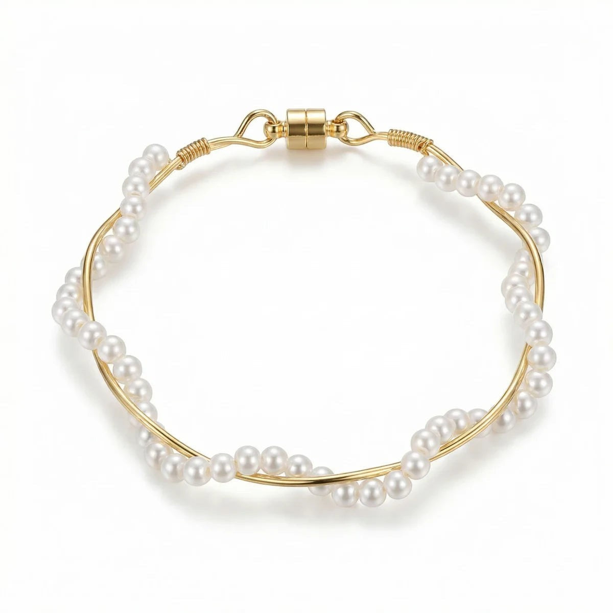 Madison Pearl Twist Bracelet in gold-tone finish, product shot on white background