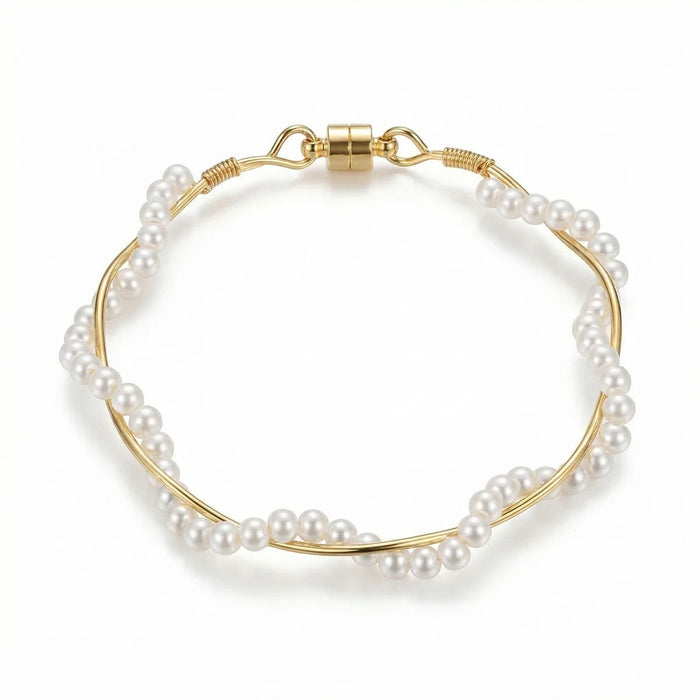 Madison Pearl Twist Bracelet in gold-tone finish, product shot on white background