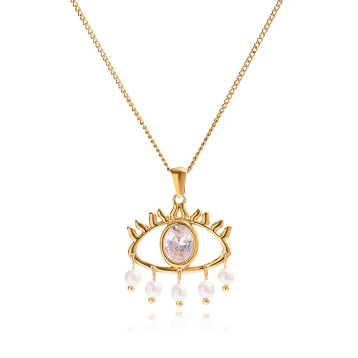 Nova Devil’s Eye Necklace in 18K gold PVD-plated finish, product shot on white background