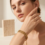 Elowen Multi-Strand Gold Bracelet in gold-tone finish worn on the wrist