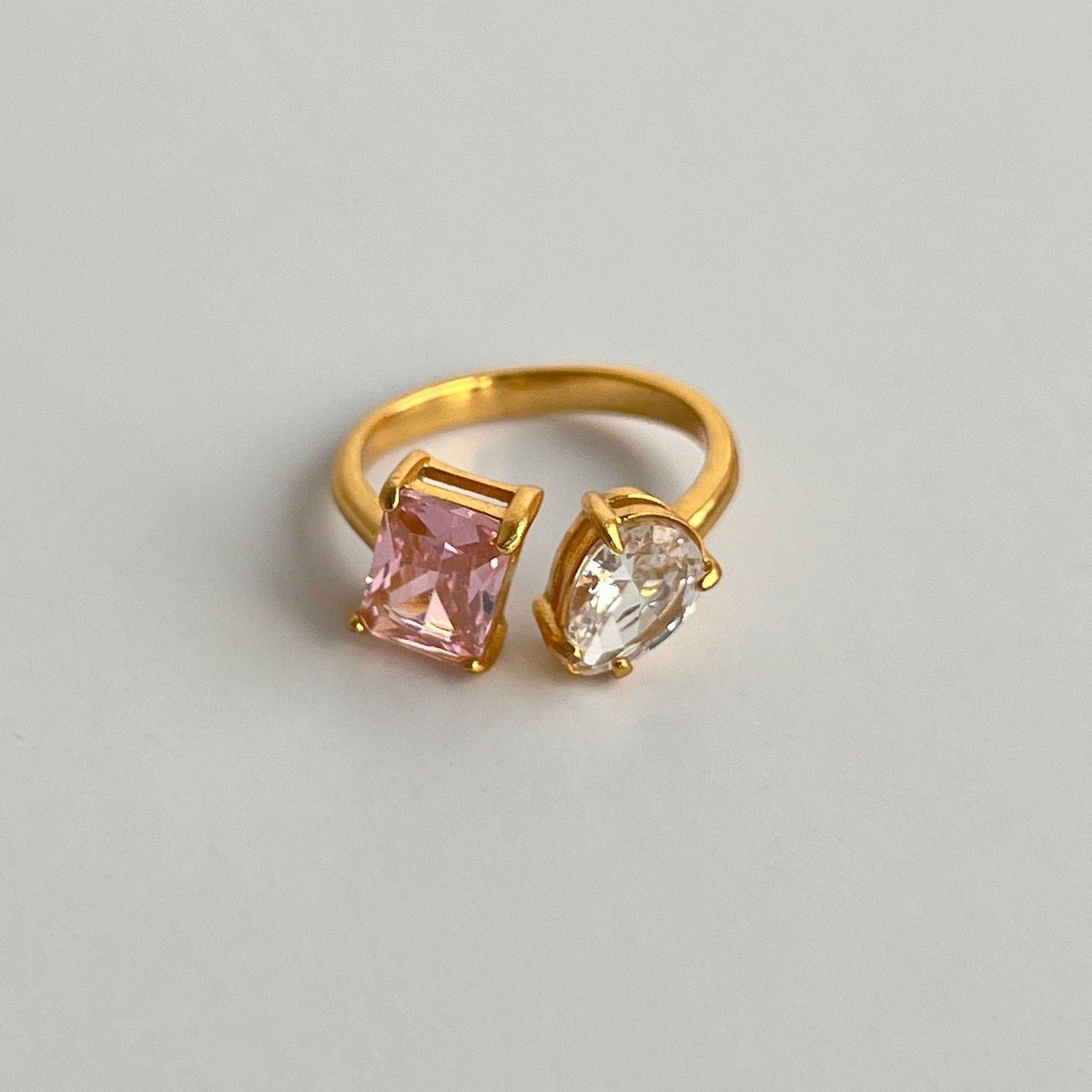 Rosalie Pink Duet Open Ring – gold-tone ring, view 3
