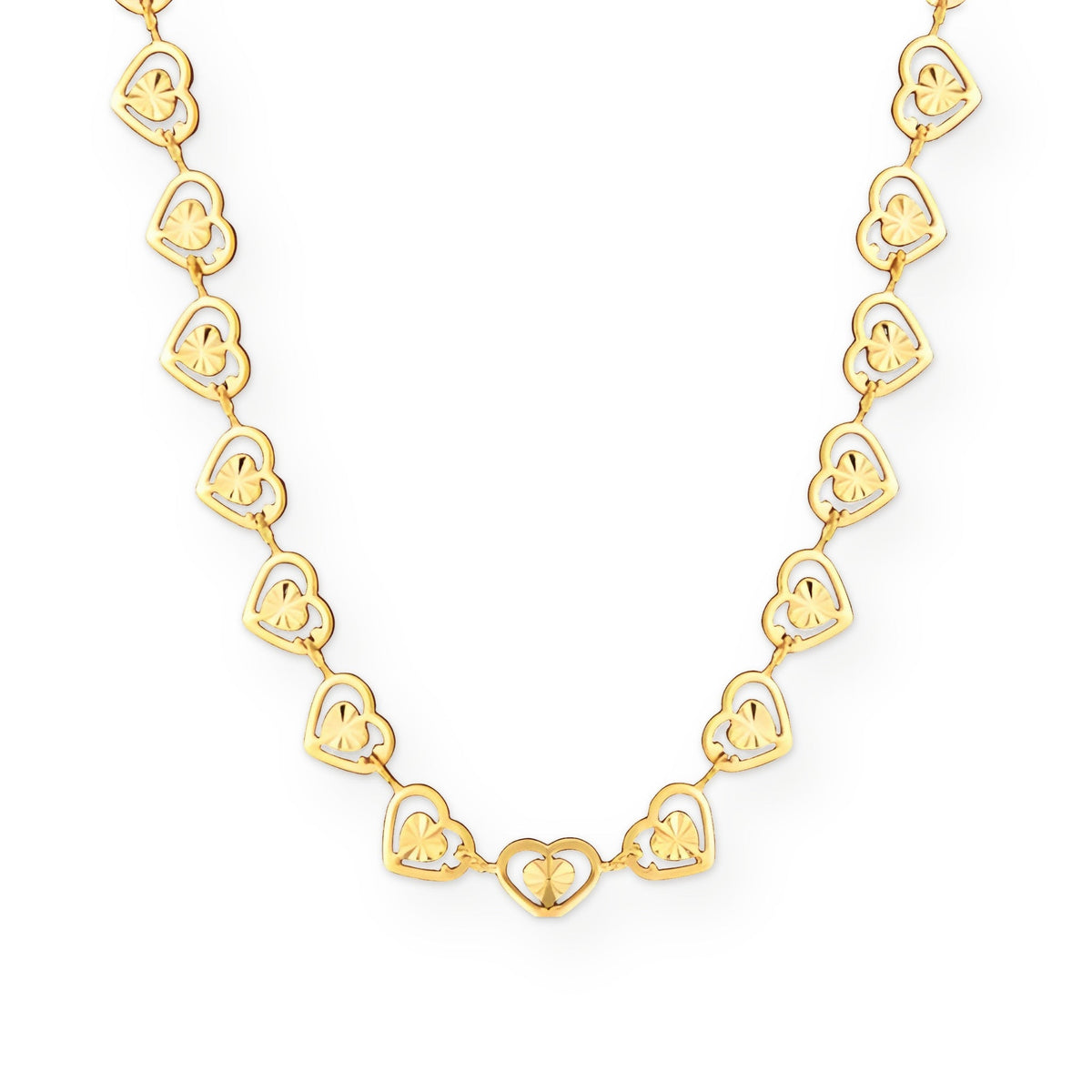 Saanvi Heart Link Necklace on white