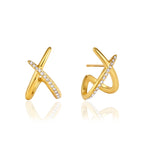 Talia Crisscross Sparkle Studs – 18K gold-plated earrings, view 1
