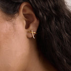 Talia Crisscross Sparkle Studs – 18K gold-plated earrings, view 3